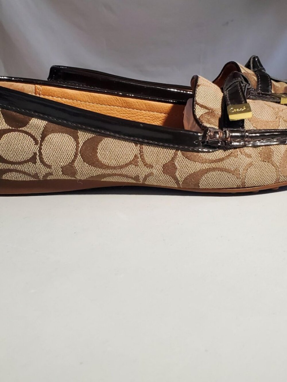 Coach FRIDA Slip on Loafers 8.5 Signature Monogram Logo Brown - shipping incl - Picture 3 of 16